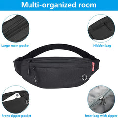 Waterproof Nylon Waist Bag with Anti-theft Zipper Compartment