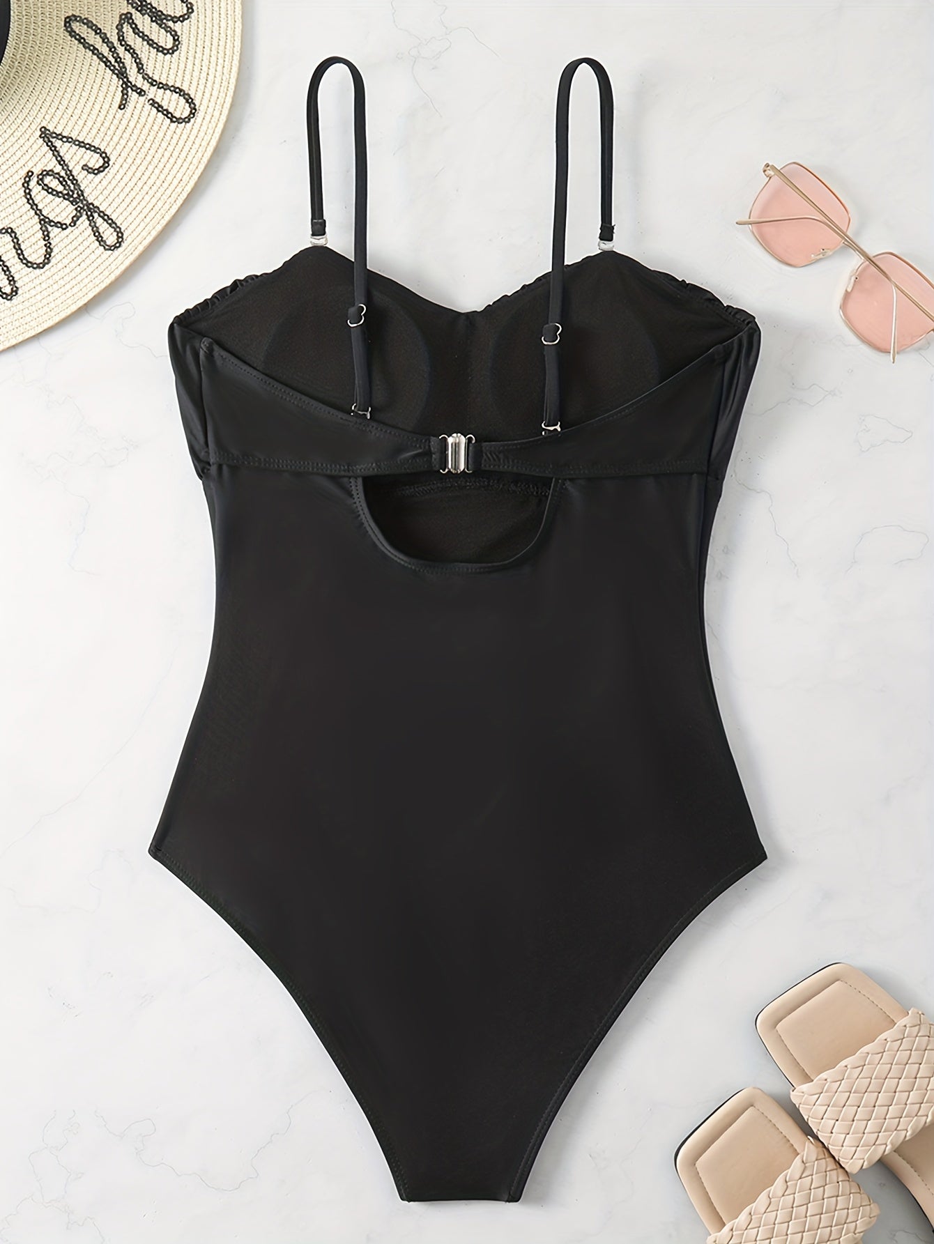 Ruched Bust One Piece Bathing Suit Sexy High Strech Swimsuit