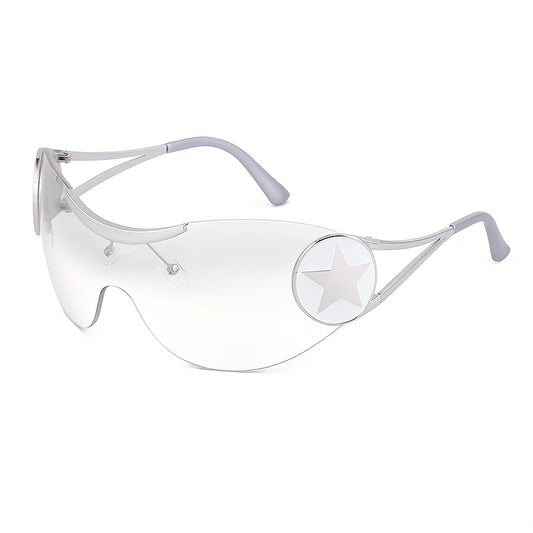 Y2K Rimless Sunglasses Gradient Lens Star Decor UV400