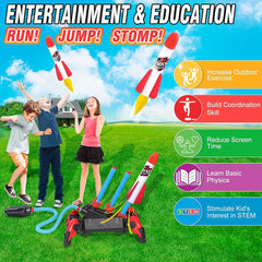 Toy Rocket Launcher For Kids 3 Continuous Shots Launcher Jump Rocket Launcher