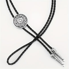 Men's Retro Floral Pattern Bolo Tie Necklace