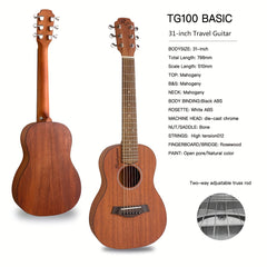 RP TG100 Acoustic Travel Guitar 78 74 Cm Natural Beginner