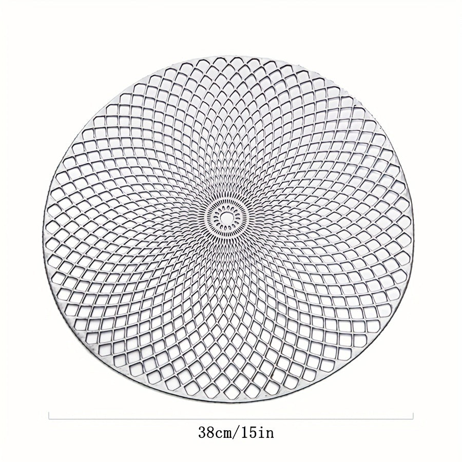 6pcs Round Bronzing Placemats Hollow Out Washable Anti-slip Table Mats