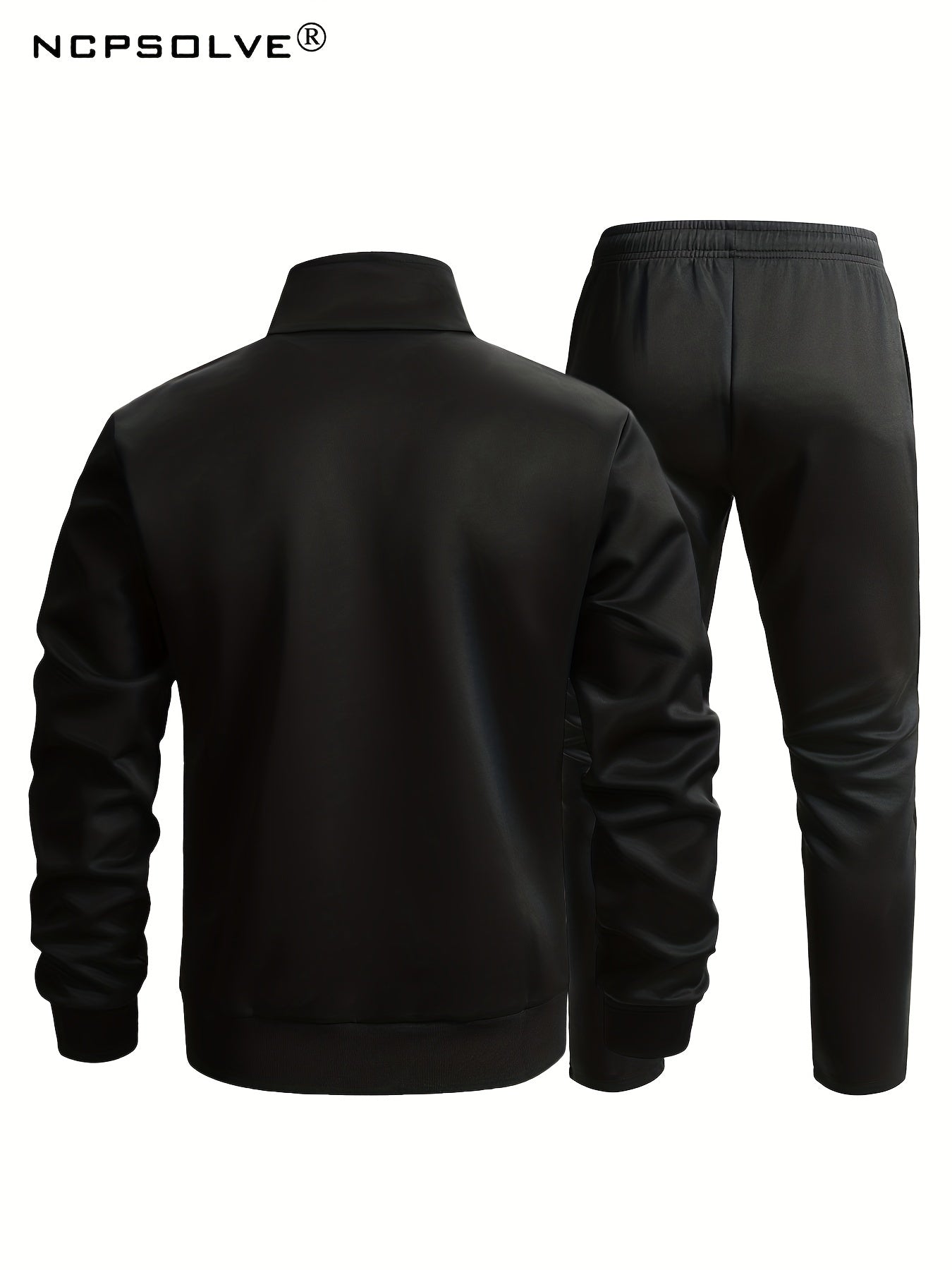 Men's Athletic Suit Stretchy Pants & Zip Up Jacket Stand Collar