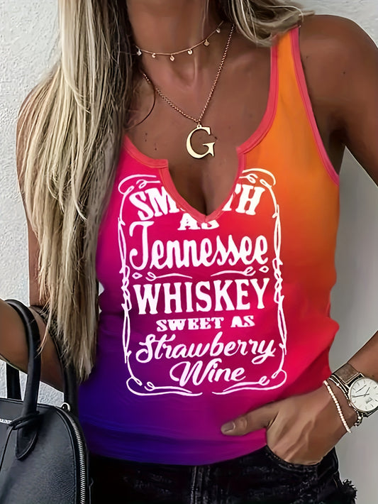  Casual Tank Top Women's Plus Slogan Ombre Print Vest Top