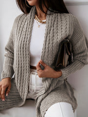  Solid Long Sleeve Open-Front Cardigan