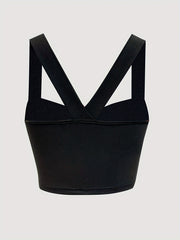 Solid Twisted Front Spaghetti Crop Top Sexy Sleeveless Cami Top