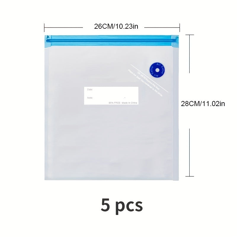 5pcs Reusable Vacuum Sealer Bags Food Storage Household Kitchen Accessories