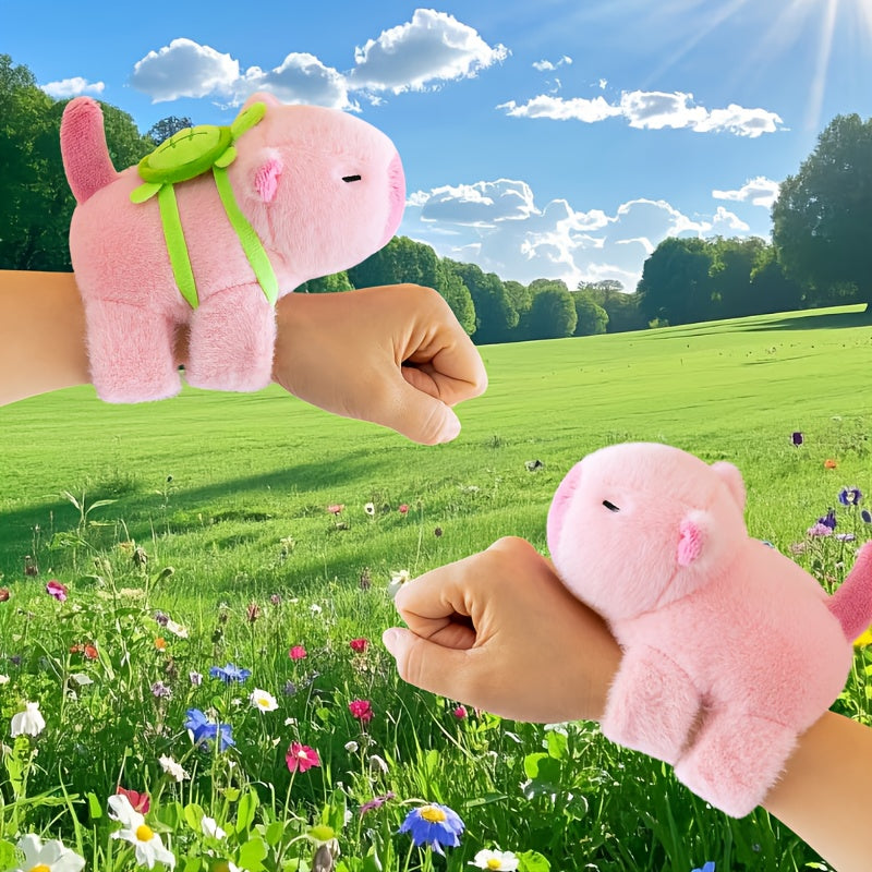 Pink Capybara Plush Toy Bracelet Soft Plush Material Interactive Kids Gift