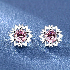 Snowflake Zircon Stud Earrings 18K Plated Wedding Party Jewelry Gift