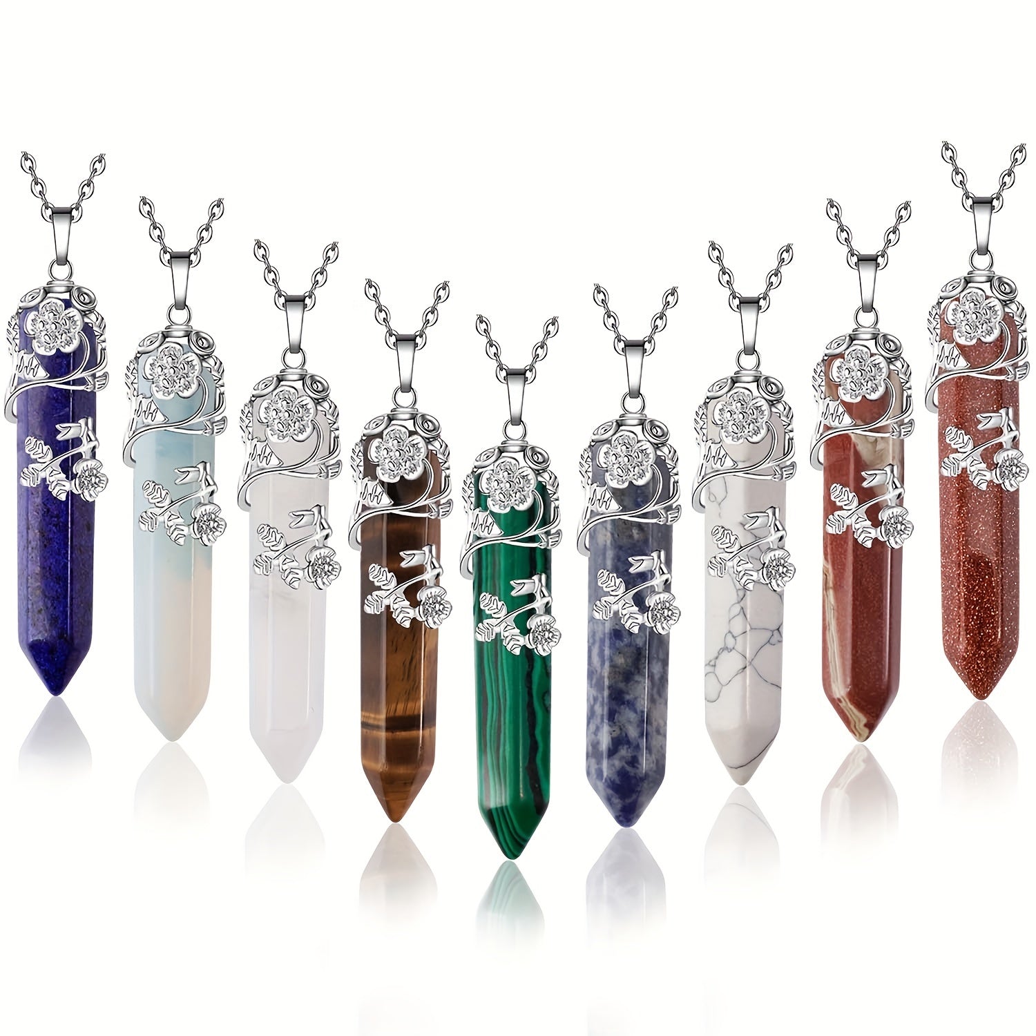 Healing Crystal Point Pendant Necklace Reiki Healing Crystals