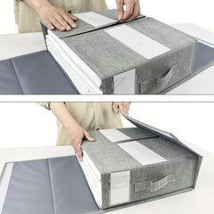 Vintage Foldable Storage Bag With Handles& Visible Window Large Capacity