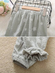 Girls' Breathable Thin Jogger Pants Stars Print Casual Elastic Waist Trousers
