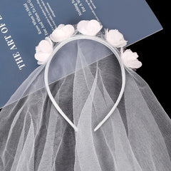 Flower Wedding Veils Headband With Bow Wreath Crown Veil
