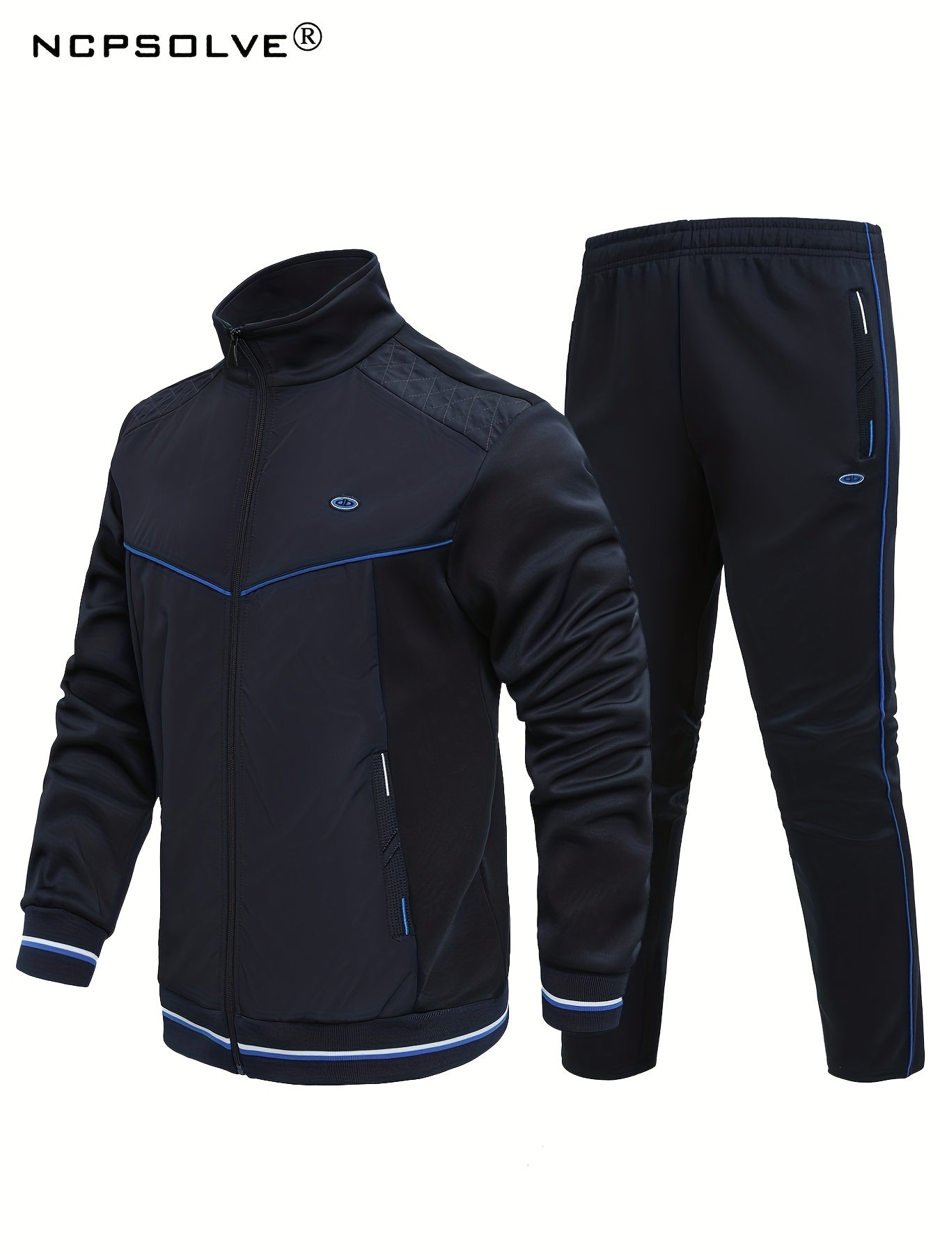 Men's Stand Collar Sports Jacket & Comfy Pants Set for Fall Winter