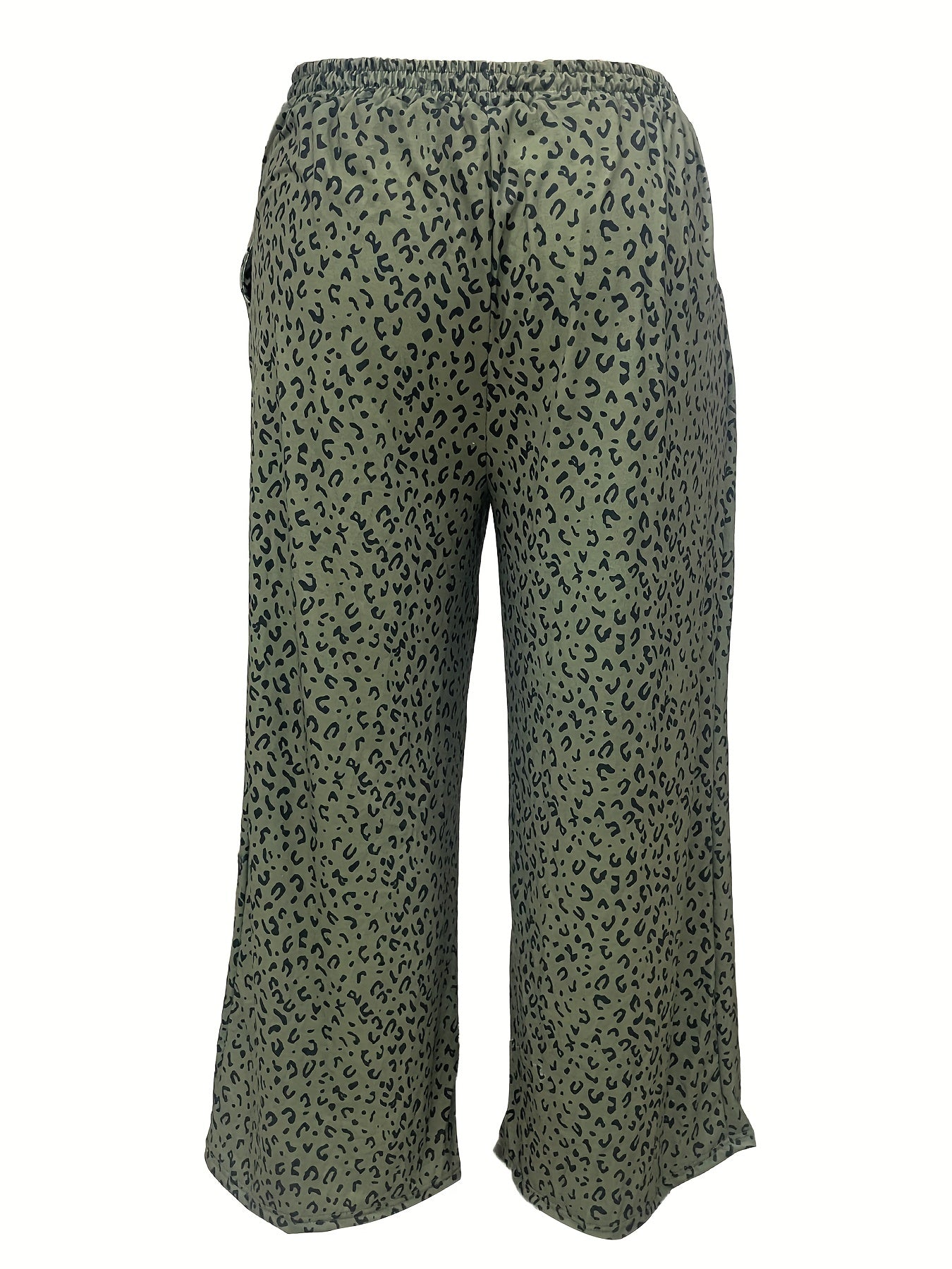 Leopard Print High Rise Wide Leg Pants With Pockets