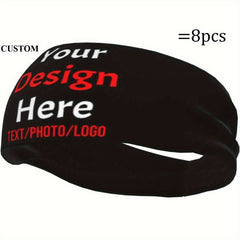 Custom Sweatbands 8 Pack - Quick Dry Non Slip Custom Sweatbands - Personalized
