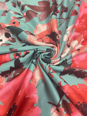 Plus Floral Print Round Neck Medium Stretch Ruched Tank Dress