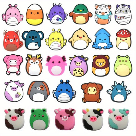 30pcs Animal Shoe Charms for Clogs Jigs Slides Sandals PVC Shoe Decorations