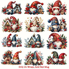 12pcs Santa Dwarf Waterproof Stickers for Mugs Glassware Laptop