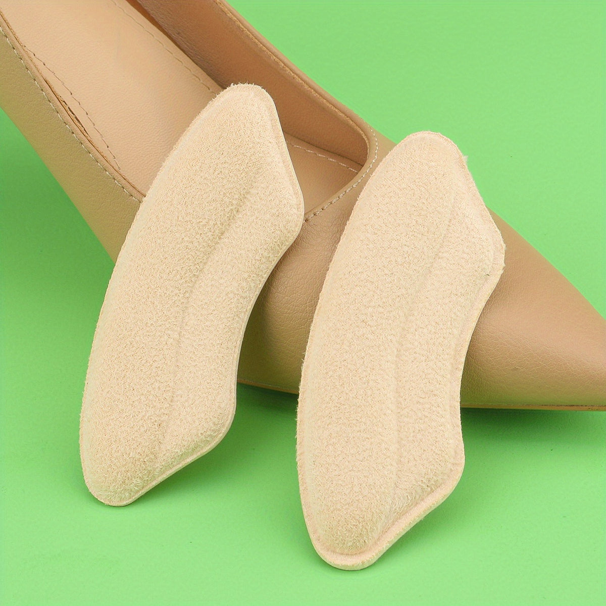 Apricot Suede Heel Stickers - Large Size, Anti-wear Feet Shoe Stickers