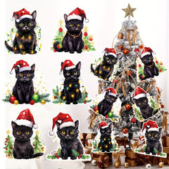 6pcs Cat Hanging Sign Christmas Party Decorations