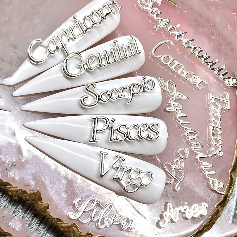 12 Constellation Charms Set Word Nail Charms For Nail Art Decoration