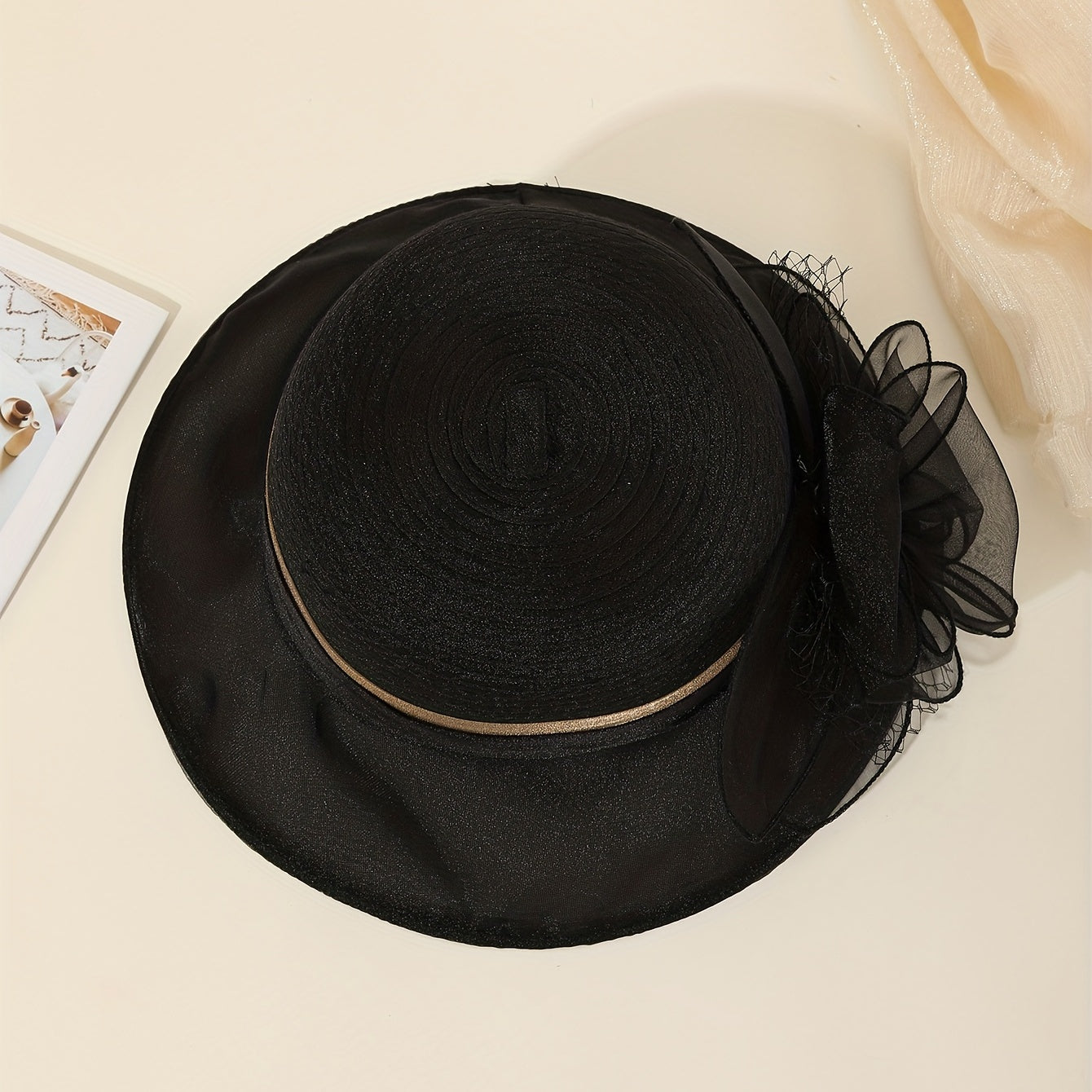 French Style Gauze Bucket Hat Mesh Organza Derby Hat Lightweight Sun Hats
