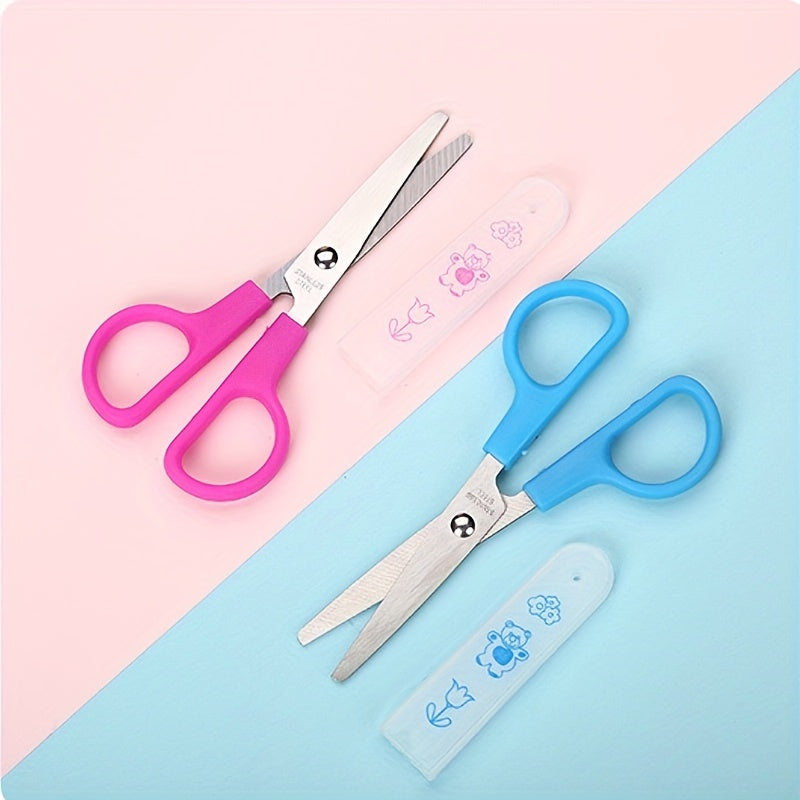 Stainless Steel Small Scissors with Safety Cover for Students and Babies