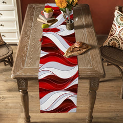 Red Gradient Lines Abstract Valance Geometric Table Runner