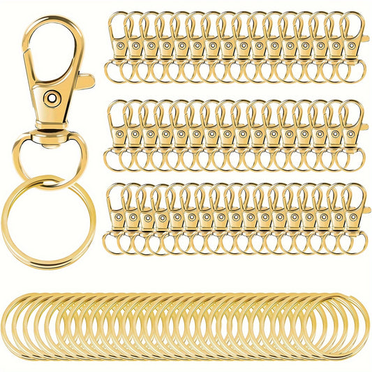 50pcs Swivel Clasps Snap Hooks Key Rings Metal Lobster Buckle Keychain