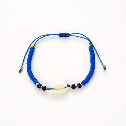 Hot Ocean Style Shell Gemstone Silicone Beaded Bracelet Hand Woven Adjustable