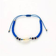 Hot Ocean Style Shell Gemstone Silicone Beaded Bracelet Hand Woven Adjustable
