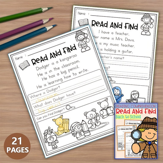 21 Pack Orange Reading Comprehension Worksheets for Kids Phonics Sight Words Act