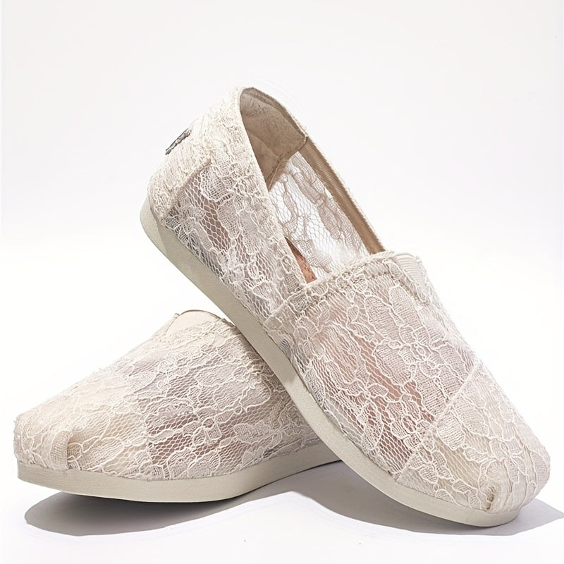 Women's Lace Flat Loafers Slip On Shoes Casual Walking Shoes