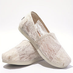 Women's Lace Flat Loafers Slip On Shoes Casual Walking Shoes