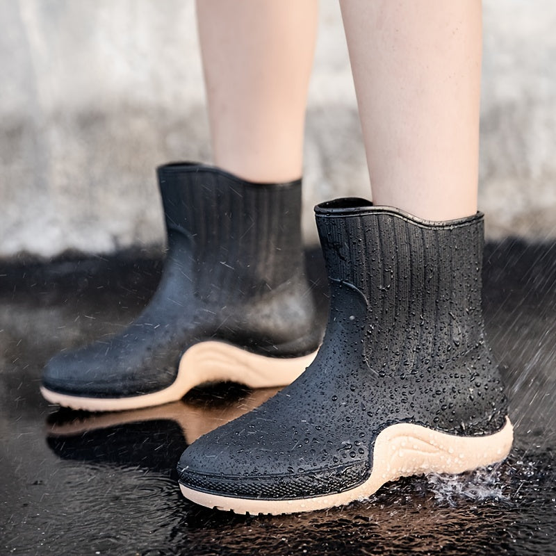 Women's Waterproof Rainboots Solid Mid Calf Boots