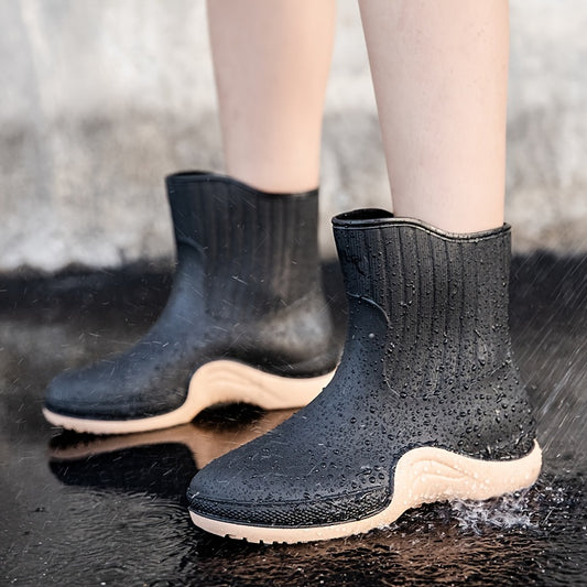 Women's Waterproof Rainboots Solid Mid Calf Boots