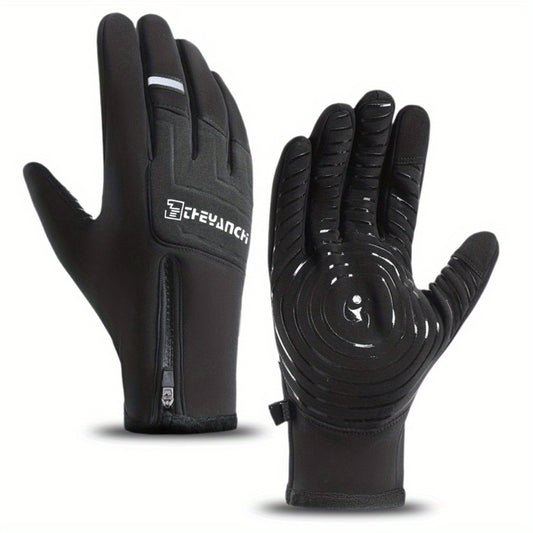 Men's Outdoor Winter Plush Warm Touch Screen Gloves Windproof Waterproof