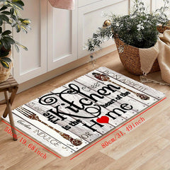 1pc Flannel Kitchen Floor Mat Soft Rug Rustic Wooden Waterproof Kitchen Mat