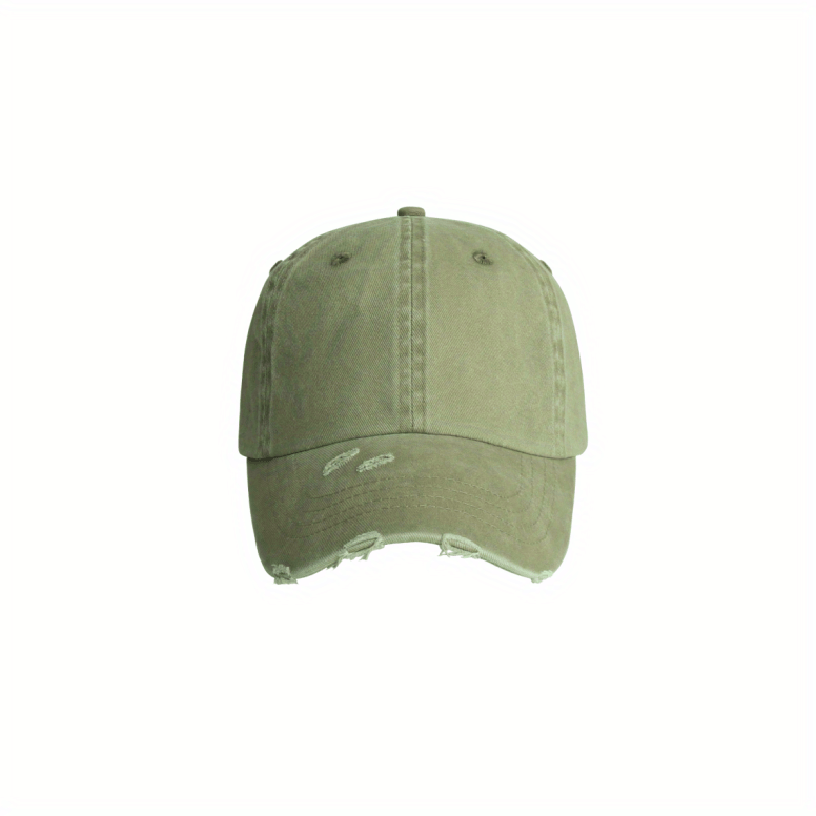 Men's Outdoor Flat Brim Grid Hat Ripped Denim Washed Hat