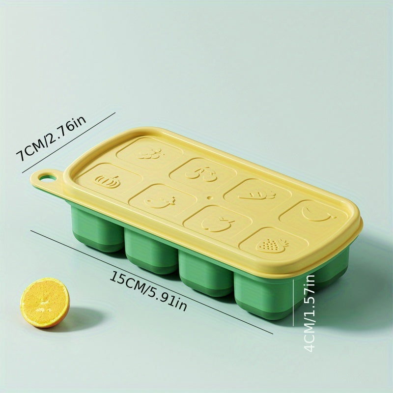 Silicone Ice Cube Tray with Lid, 8 Cubes, Easy Release, Cocktails