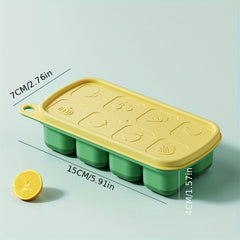 Silicone Ice Cube Tray with Lid, 8 Cubes, Easy Release, Cocktails