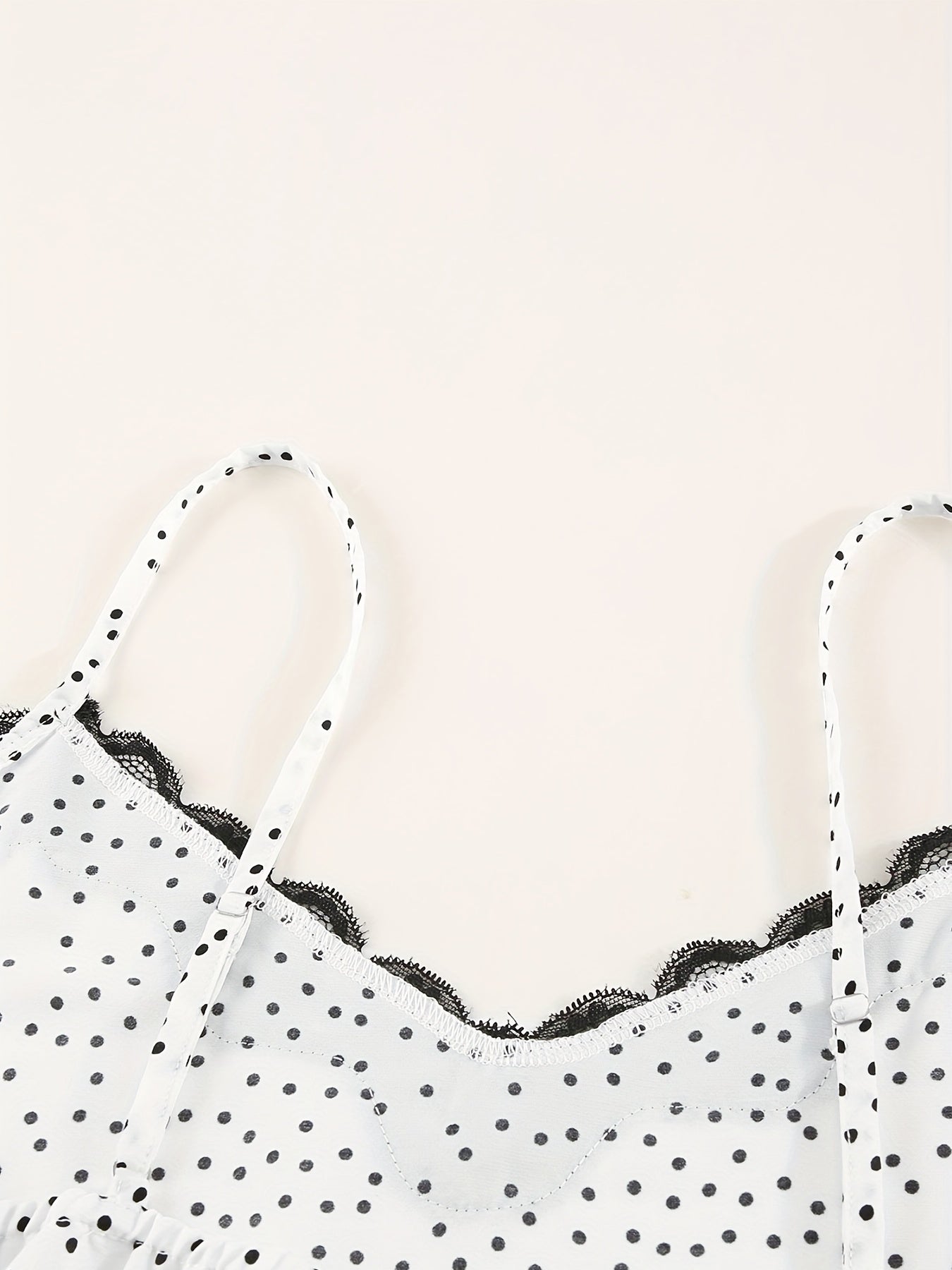 Polka Dot Lace Trim Cami Top