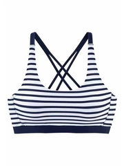 Striped Contrast Trim Wide Straps Low Waist Bikini Set
