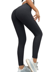 Textured Workout Leggings Solid Skinny Sporty Leggings Women's Clothing