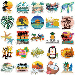 50pcs Hawaiian Landscape Vinyl Stickers for Water Bottle Laptop