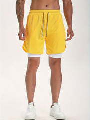 Men's 2 in 1 Double Layer Stretch Sports Shorts