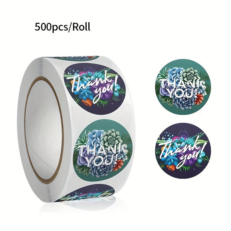 500pcs Thank You Floral Pattern Stickers Sealing Stickers