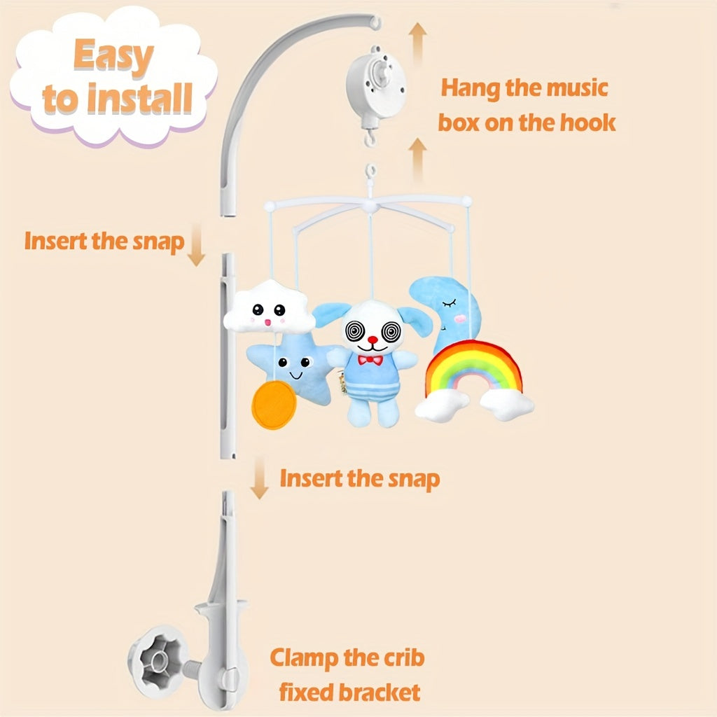 Baby Arrival Bed Bell Toy Animal Style with 360&deg; Rotating Music Box